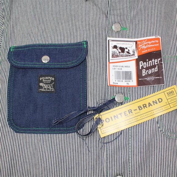 XL PointerBrand LCKing HickoryStripe ChoreCoat DoubleNeedle GreenStitch USA - Picture 4 of 16